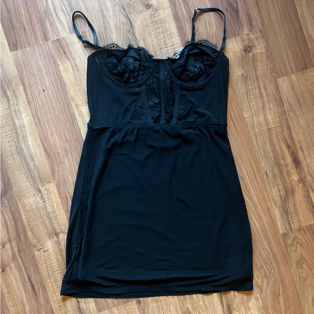 Urban Outfitters Black Lace Slip Dress
